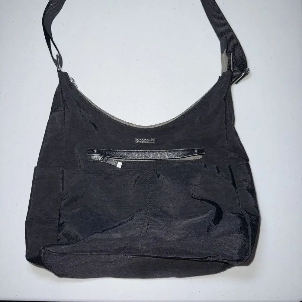 Baggallini Women’s Hobo Tote Bag Shoulder Purse Travel Nylon Black